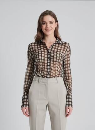 Chemisier coupe cintrée manches longues gris LA CIBLE ROUGE femme