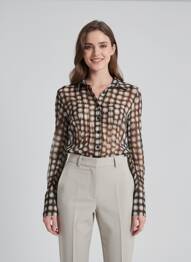 Chemisier coupe cintrée manches longues gris LA CIBLE ROUGE femme