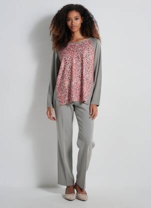 Pull coupe cintrée manches longues gris BASLER femme