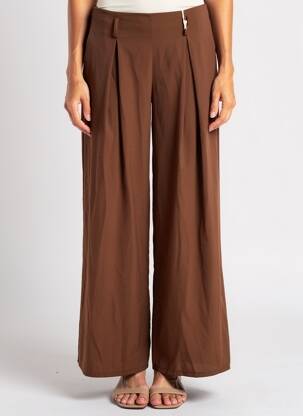 Pantalon large coupe fluide taille haute marron TERRA DI SIENA femme