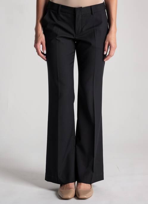 Pantalon flare fermeture zippée sous rabat avec crochet taille normale noir QUIET femme
