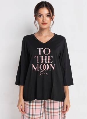 Pyjama coupe droite noir ZHENZI femme