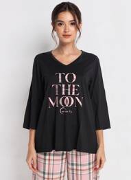 Pyjama coupe droite noir ZHENZI femme