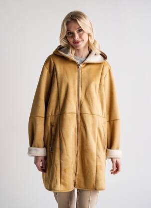 Manteau long a capuche a capuche beige ZHENZI femme
