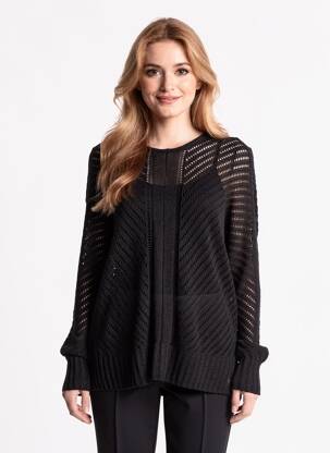 Pull stretch manches longues noir ZHENZI femme