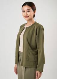 Veste casual col rond vert ZHENZI femme