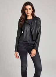 Veste simili cuir poches noir ZHENZI femme