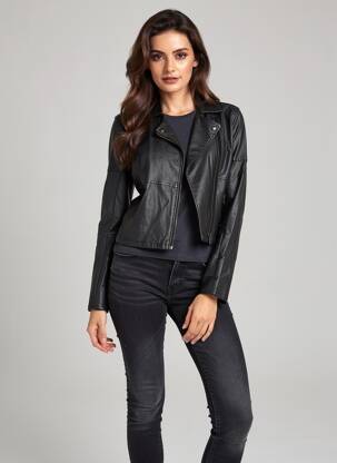 Veste simili cuir poches noir ZHENZI femme