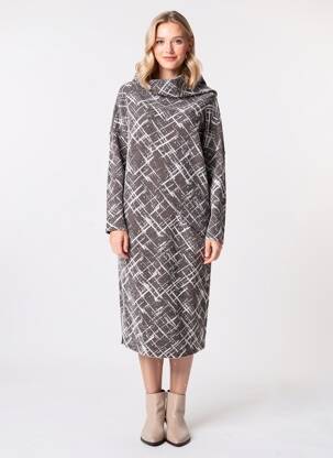 Robe mi-longue manches longues manches longues marron KOKOMARINA femme