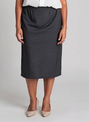 Jupe mi-longue coupe droite gris GRIFFON femme