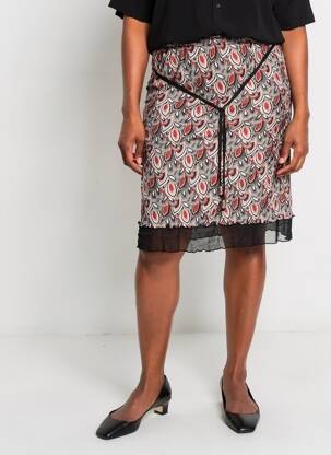 Jupe mi-longue coupe droite noir GRIFFON femme