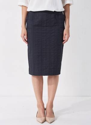 Jupe mi-longue coupe droite bleu GRIFFON femme