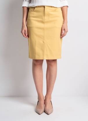 Jupe mi-longue coupe droite jaune GRIFFON femme