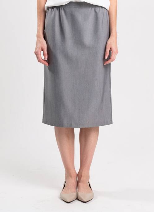 Jupe mi-longue coupe droite gris GRIFFON femme