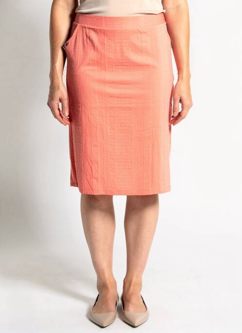Jupe mi-longue coupe droite rose GRIFFON femme