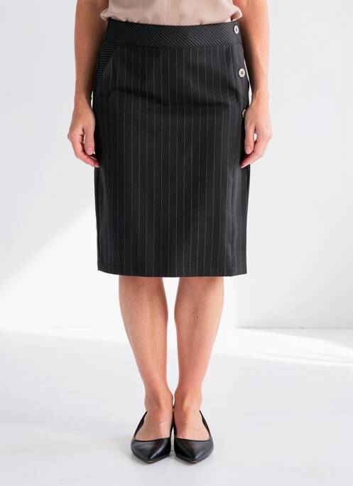Jupe mi-longue coupe droite noir GRIFFON femme