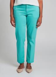 Pantalon chino fermeture zippée sous rabat boutonné taille normale bleu LEMON DRESS femme