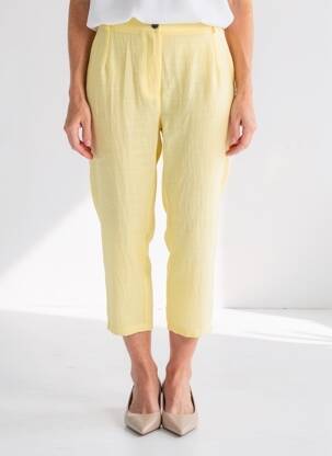 Pantalon 7/8 fermeture zippée sous rabat boutonné taille normale jaune DIANE LAURY femme