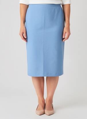 Jupe mi-longue coupe droite bleu FRANCE RIVOIRE femme