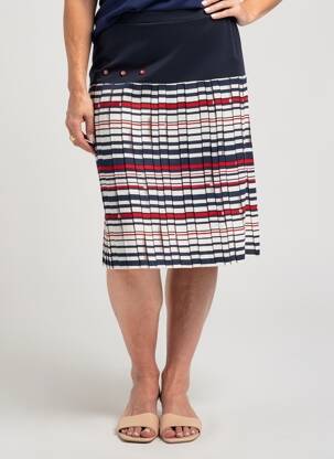 Jupe mi-longue coupe droite bleu FRANCE RIVOIRE femme