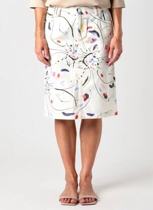 Jupe mi-longue taille normale blanc FRANCE RIVOIRE femme