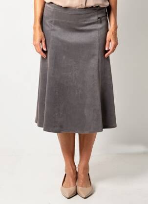 Jupe mi-longue coupe droite gris PLURIELLES femme