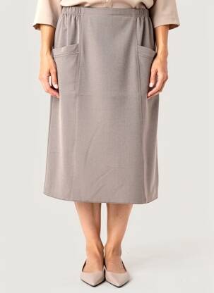 Jupe mi-longue stretch marron PLURIELLES femme