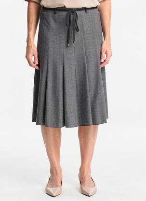 Jupe mi-longue stretch gris PLURIELLES femme