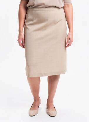 Jupe mi-longue coupe droite beige PLURIELLES femme