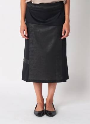 Jupe mi-longue coupe droite noir GEVANA femme