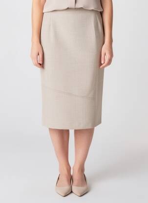 Jupe mi-longue taille à pinces beige GEVANA femme