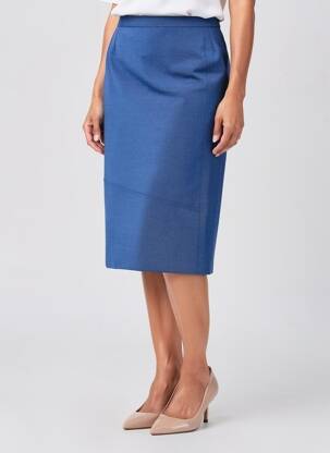 Jupe mi-longue taille à pinces bleu GEVANA femme