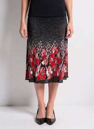 Jupe mi-longue stretch noir GEVANA femme