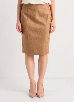 Jupe mi-longue taille à pinces beige GEVANA femme