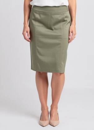 Jupe mi-longue stretch vert GEVANA femme