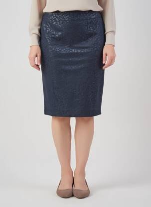 Jupe mi-longue taille à pinces bleu GEVANA femme