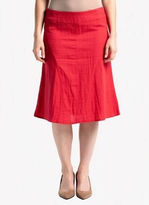 Jupe mi-longue coupe évasée rouge GEVANA femme