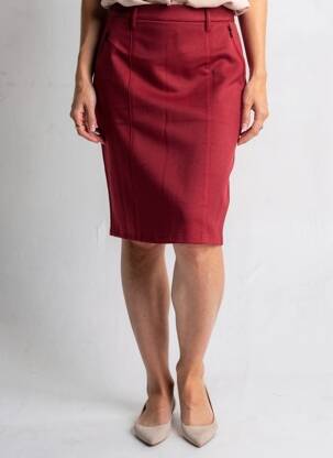 Jupe mi-longue stretch rouge GEVANA femme
