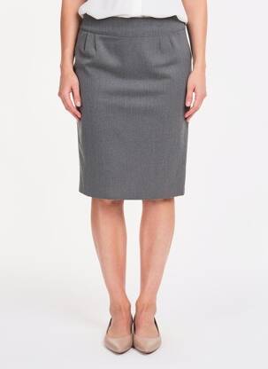 Jupe mi-longue taille à pinces gris GEVANA femme