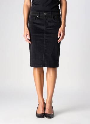 Jupe mi-longue stretch noir GEVANA femme