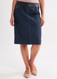 Jupe mi-longue coupe évasée bleu GEVANA femme