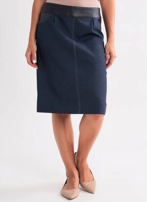 Jupe mi-longue stretch bleu GEVANA femme