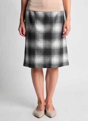 Jupe mi-longue taille à pinces gris GEVANA femme