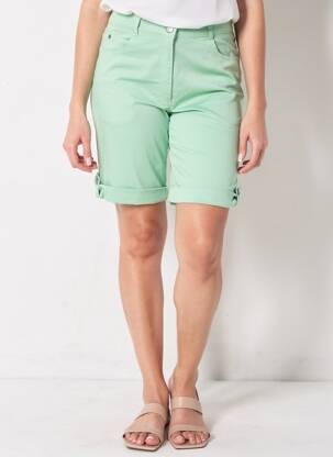 Bermuda tissage popeline taille normale vert FRANCE RIVOIRE femme