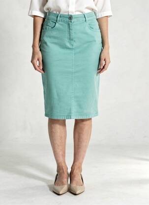 Jupe mi-longue coupe droite vert DIANE LAURY femme