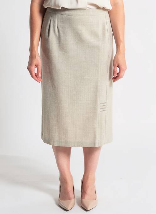 Jupe mi-longue taille à pinces vert GEVANA femme