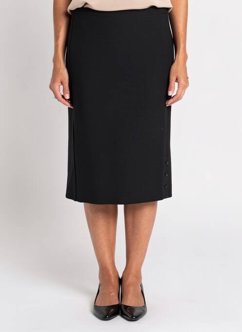 Jupe mi-longue coupe droite noir GEVANA femme