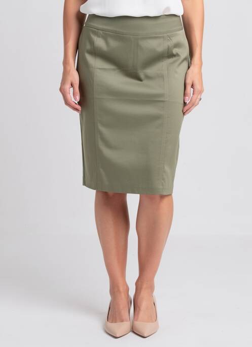 Jupe mi-longue taille à pinces vert GEVANA femme