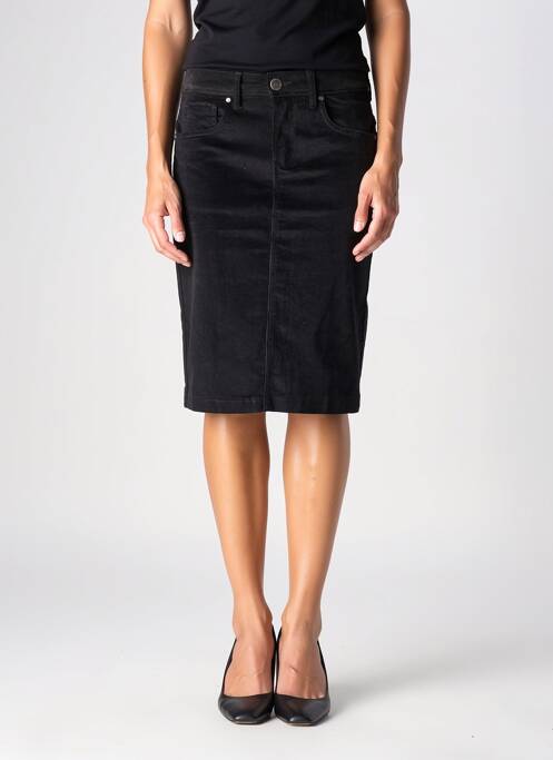 Jupe mi-longue coupe droite noir GEVANA femme