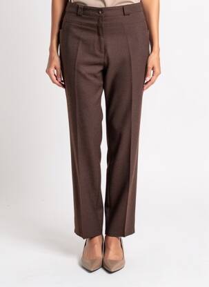 Pantalon droit fermeture zippée sous rabat boutonné taille normale marron PLURIELLES femme